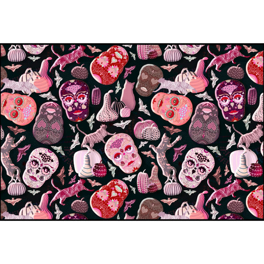 Colorful Sugar Skull Tapestry, Bohemian Cotton Pima Fabric, Day of the Dead Decor, Ethnic Home Decor, Halloween Tapestry, Unique Gift Idea