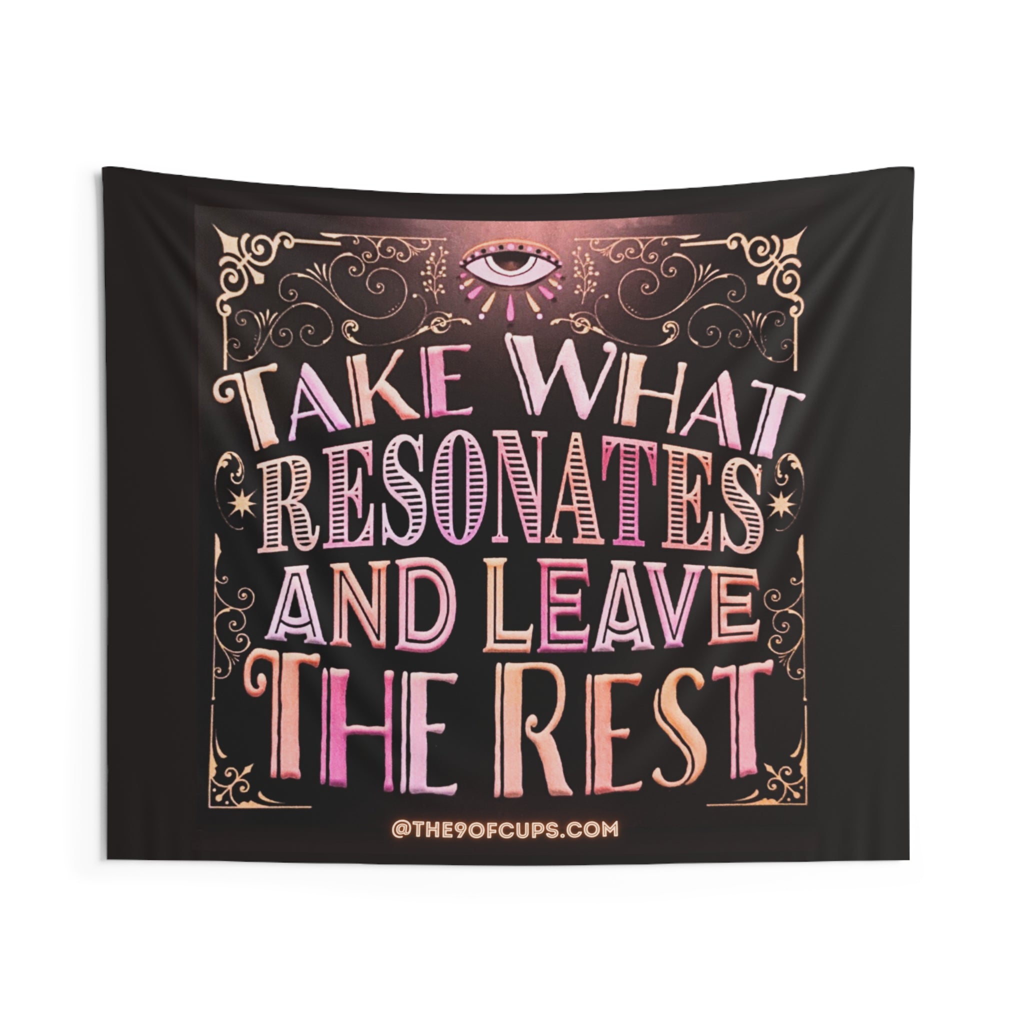 Motivational Wall Tapestry — "Take What Resonates and Leave the Rest" Tarot Quote - Perfect for Readers, Alters, Bedrooms, Psychic Craft Fairs