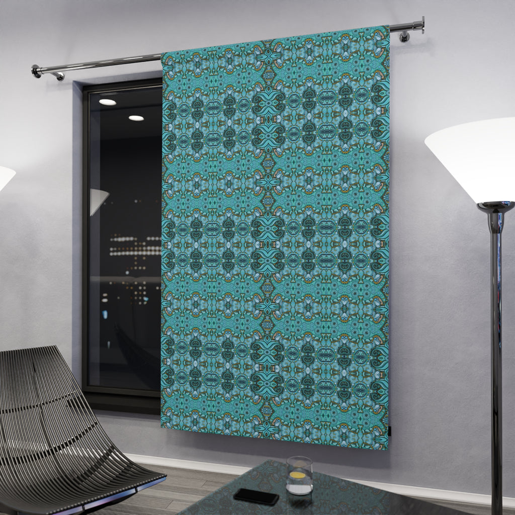 Boho Paisley Blackout Curtain — Turquoise, Antique Pink & Sage (50×84", Single Panel)