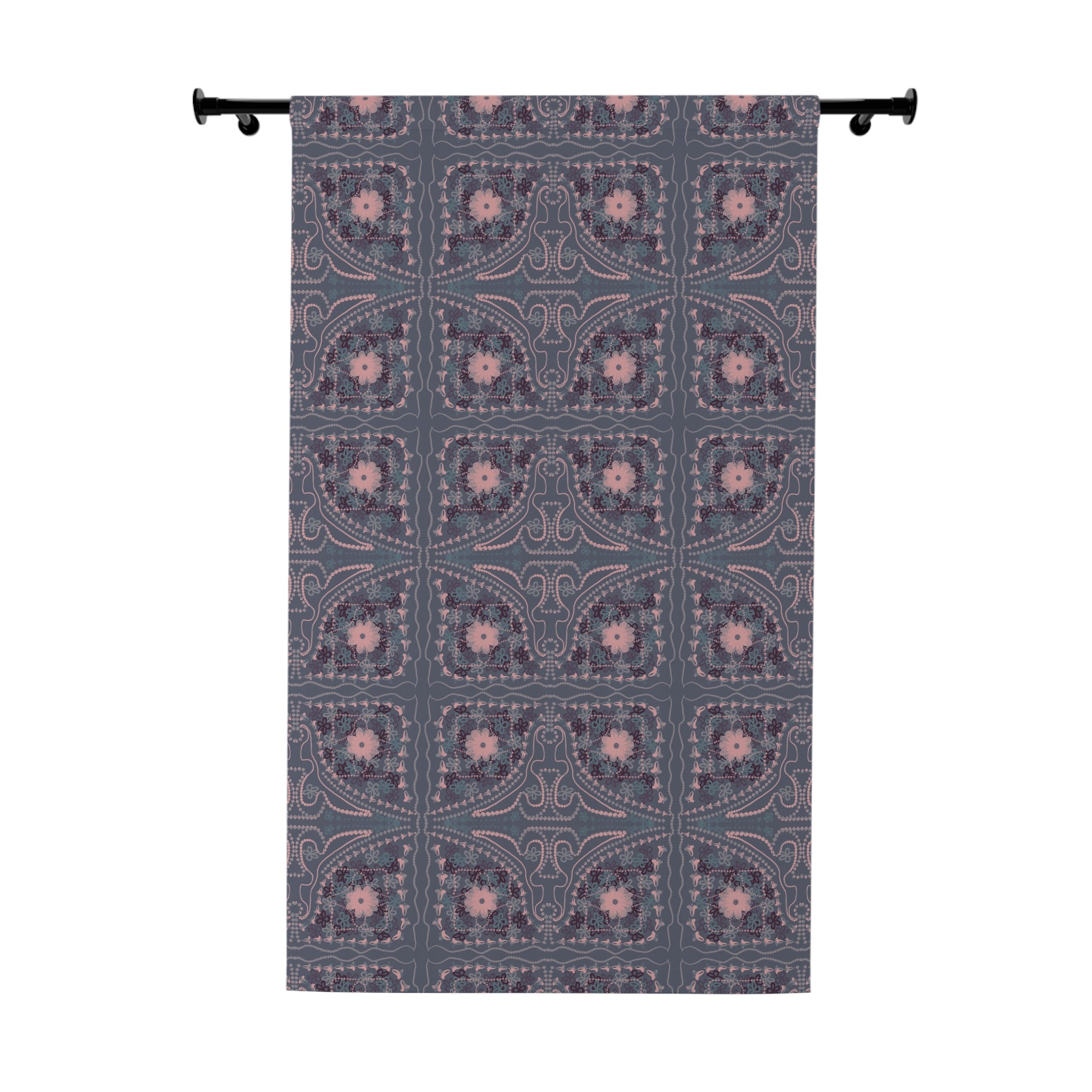 Great Grannys Fun Mod Brocade Blackout Curtain — in Slate Blue (50×84", Single Panel)