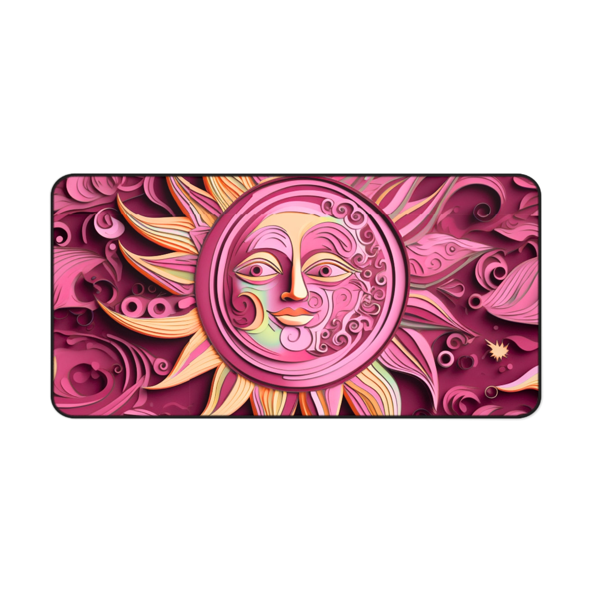 Boho Sun & Moon Pink Desk Mat — Celestial Extra Large Mouse Pad-Desk Mat