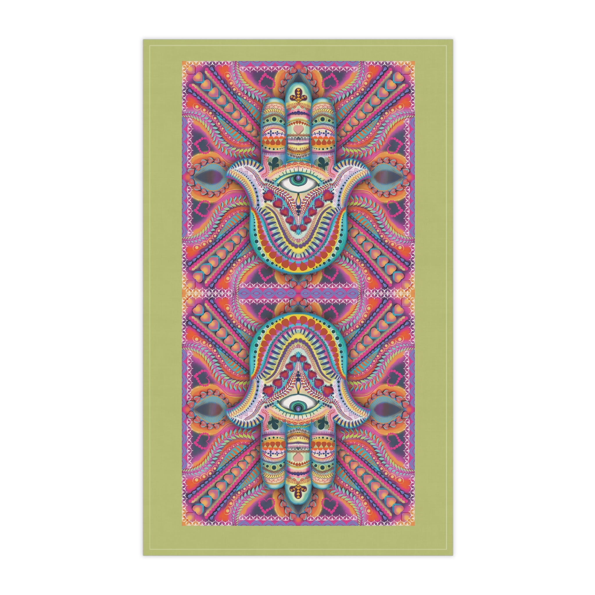 Hamsa Kitchen Tea Towel — 'Protects from Evil Eye' Dish Towel (Hamsa Number 3 Design) in my Hamsa Home Decor Collection