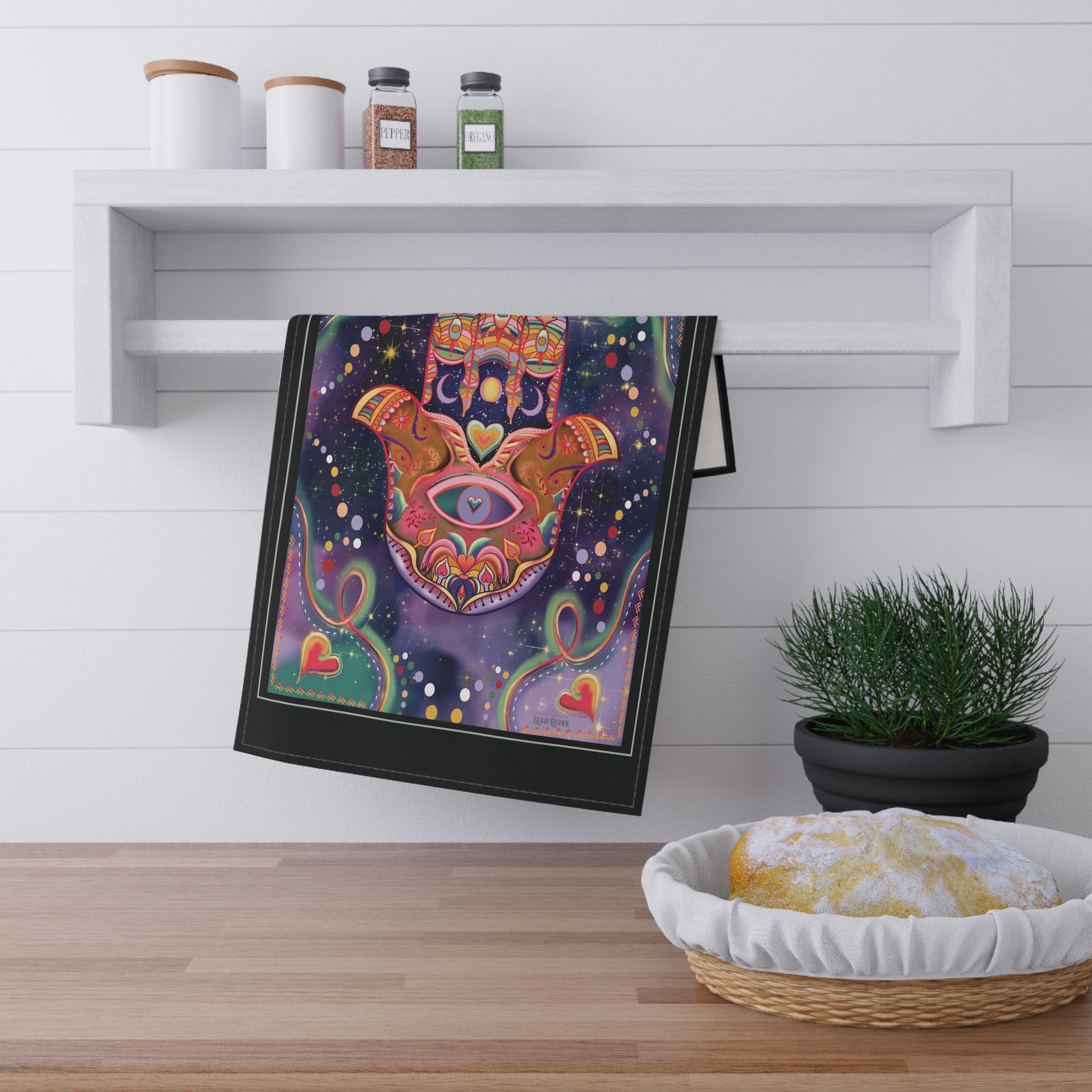 Hamsa Design number 1 Tarot Kitchen Tea Towel — Helps protect while you dry your dishes ;)  Design by Leah Quinn