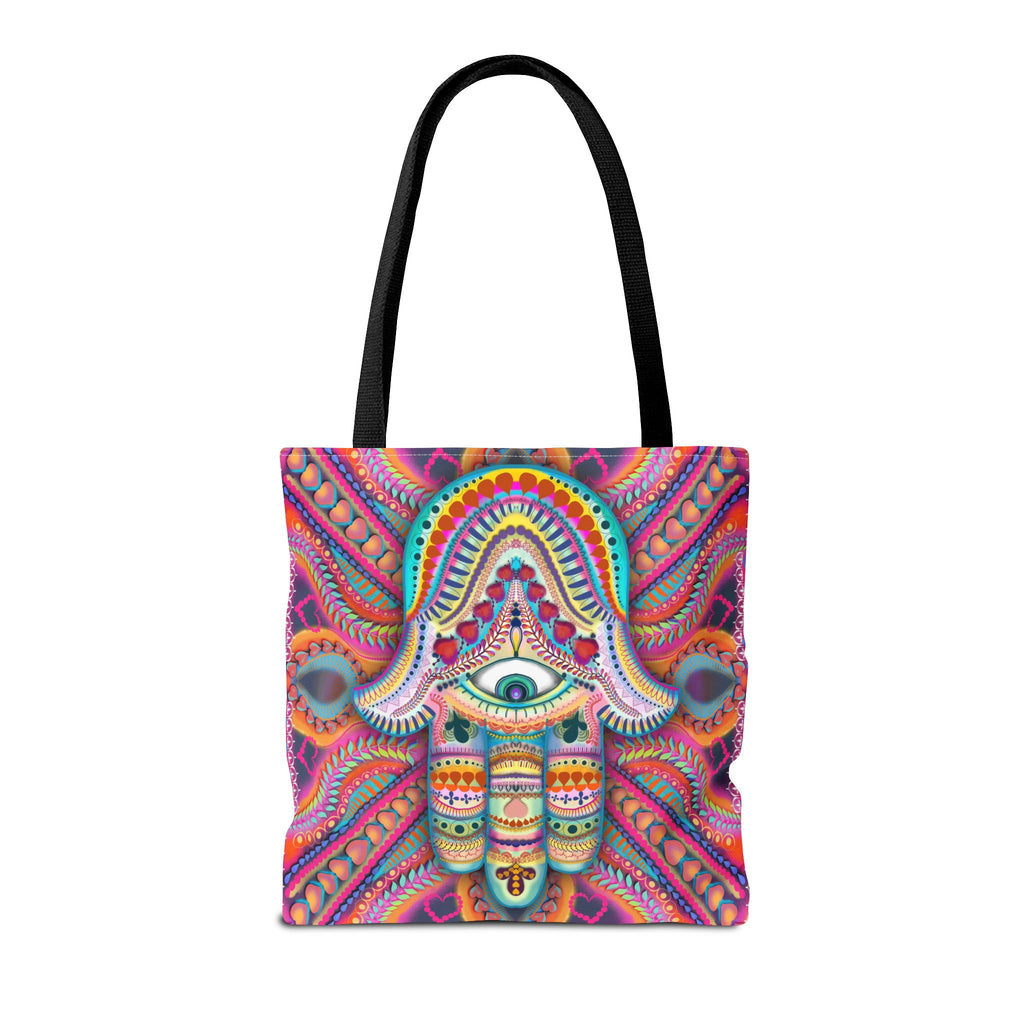 Hamsa Eye Tote Bag — Psychedelic Boho All-Over Print