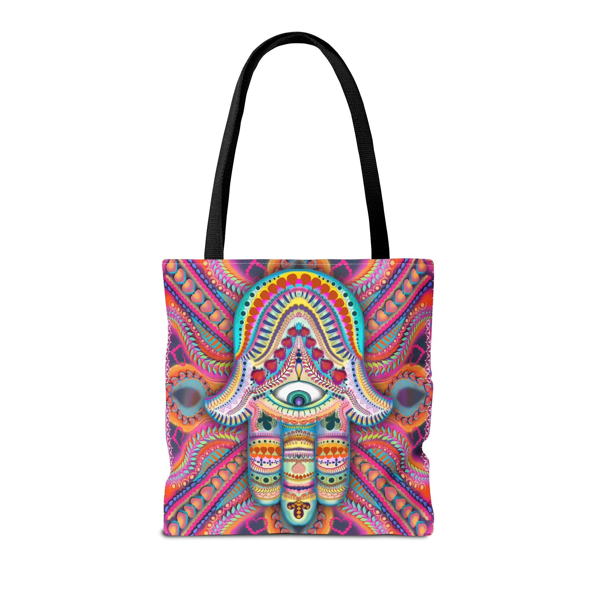 Hamsa Eye Tote Bag — Psychedelic Boho All-Over Print
