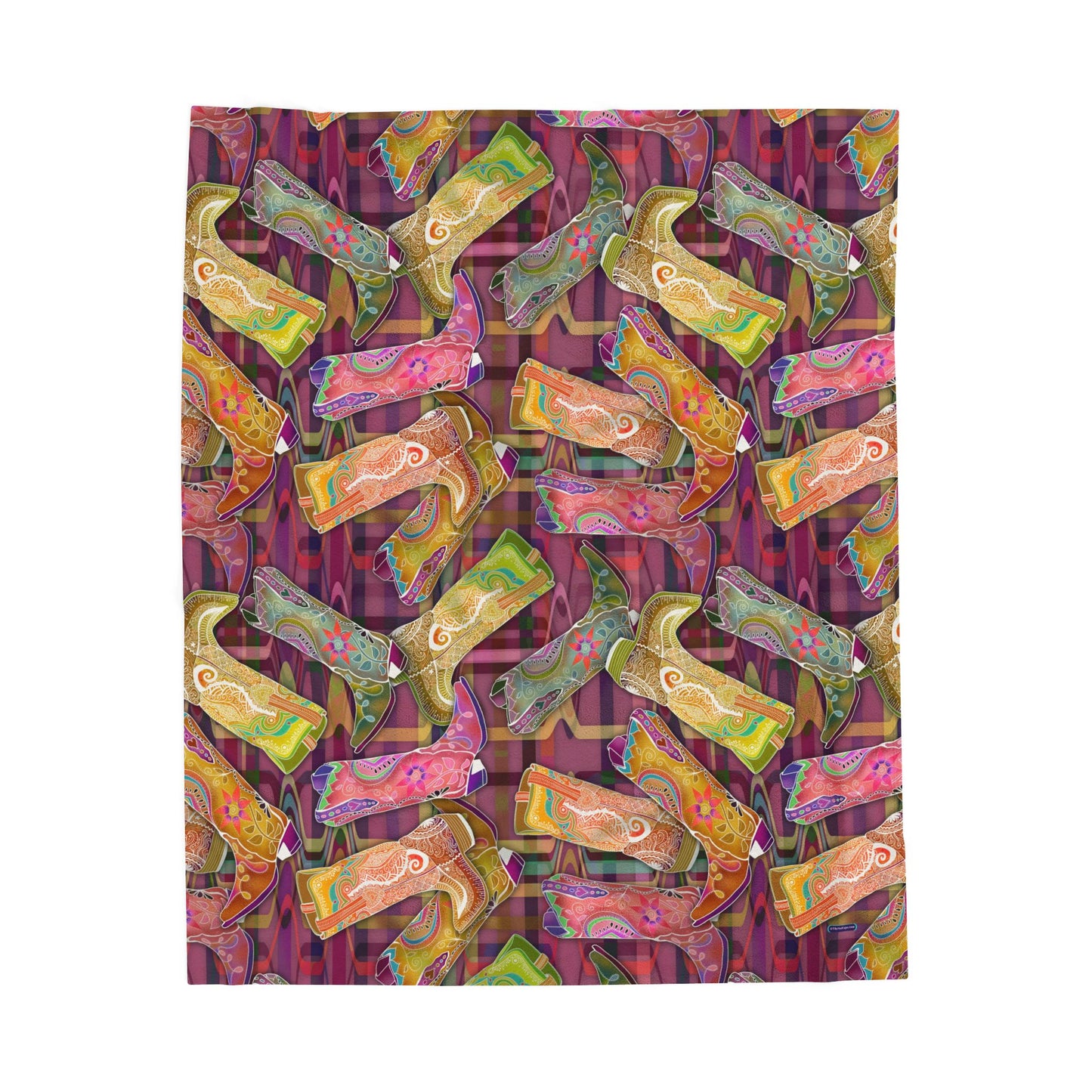 🤠✨ Cowgirl’s Boots – Let’s Go Glamping Velveteen Plush Blanket