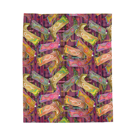 🤠✨ Cowgirl’s Boots – Let’s Go Glamping Velveteen Plush Blanket
