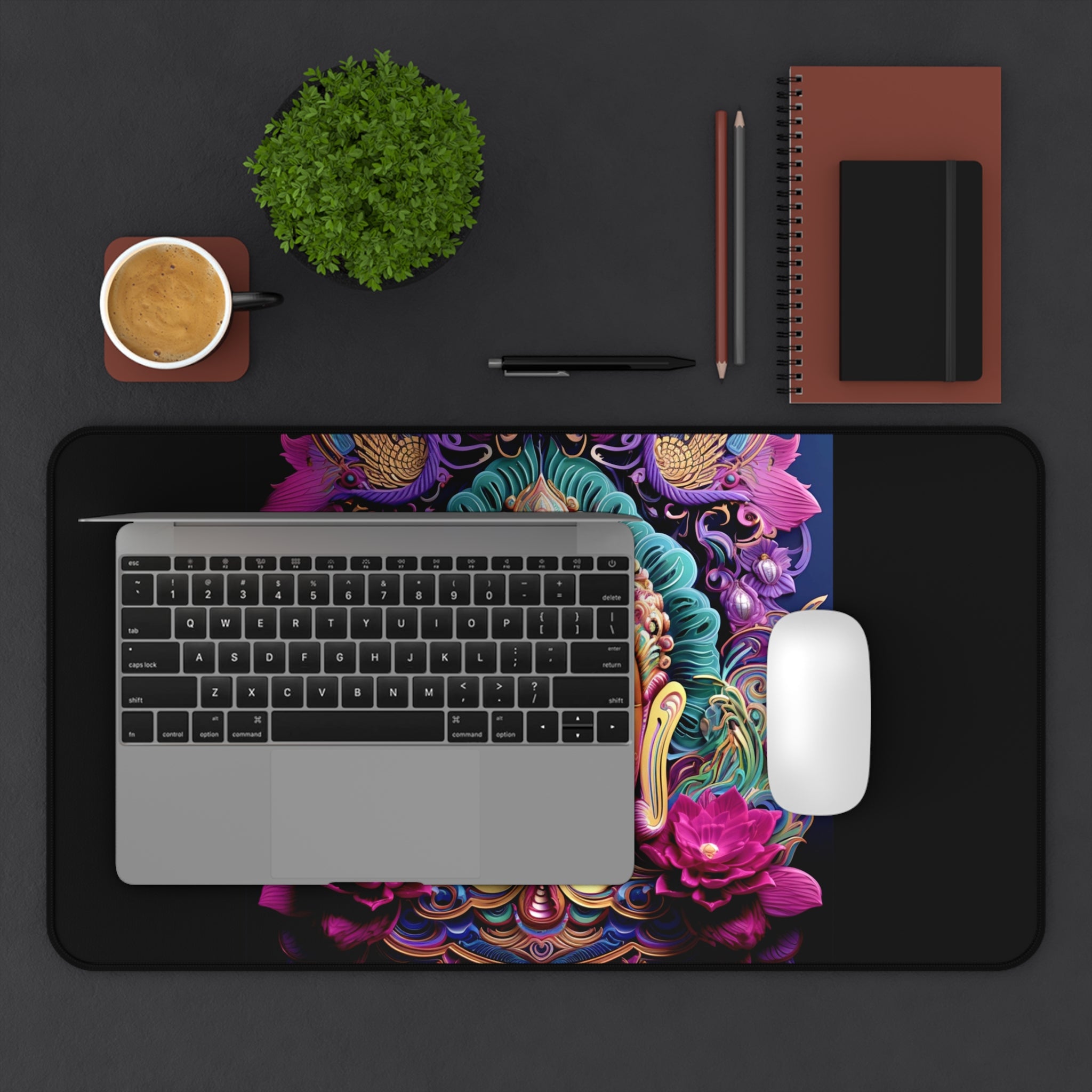 Tibetan Buddha Boho Design Desk Mat — Celestial Extra Large Mouse Pad-Desk Mat