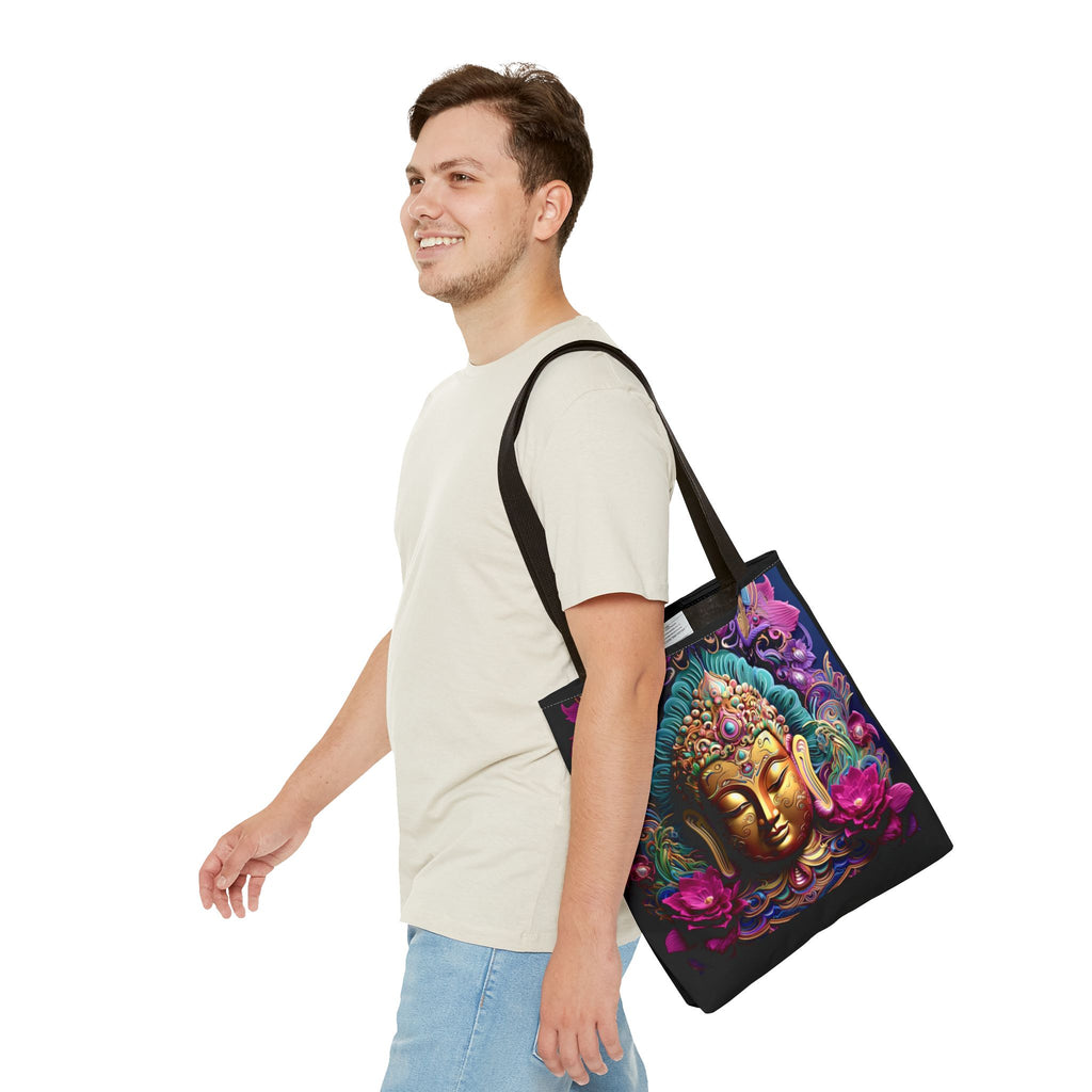 Tibetan Buddha Art Extra-Large Boho Tote Bag — All-Over Print