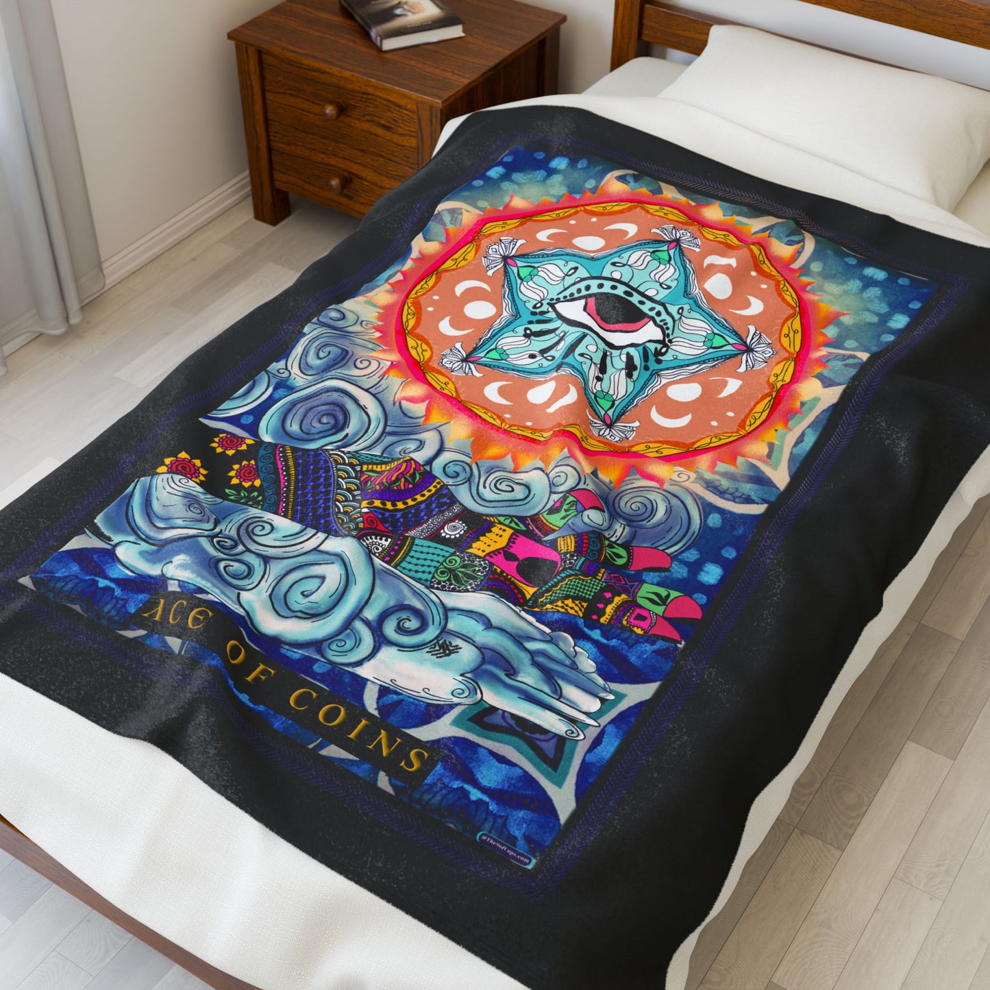 🌞✨ Ace of Coins – Tarot Art Velveteen Plush Blanket & Cozy Throw