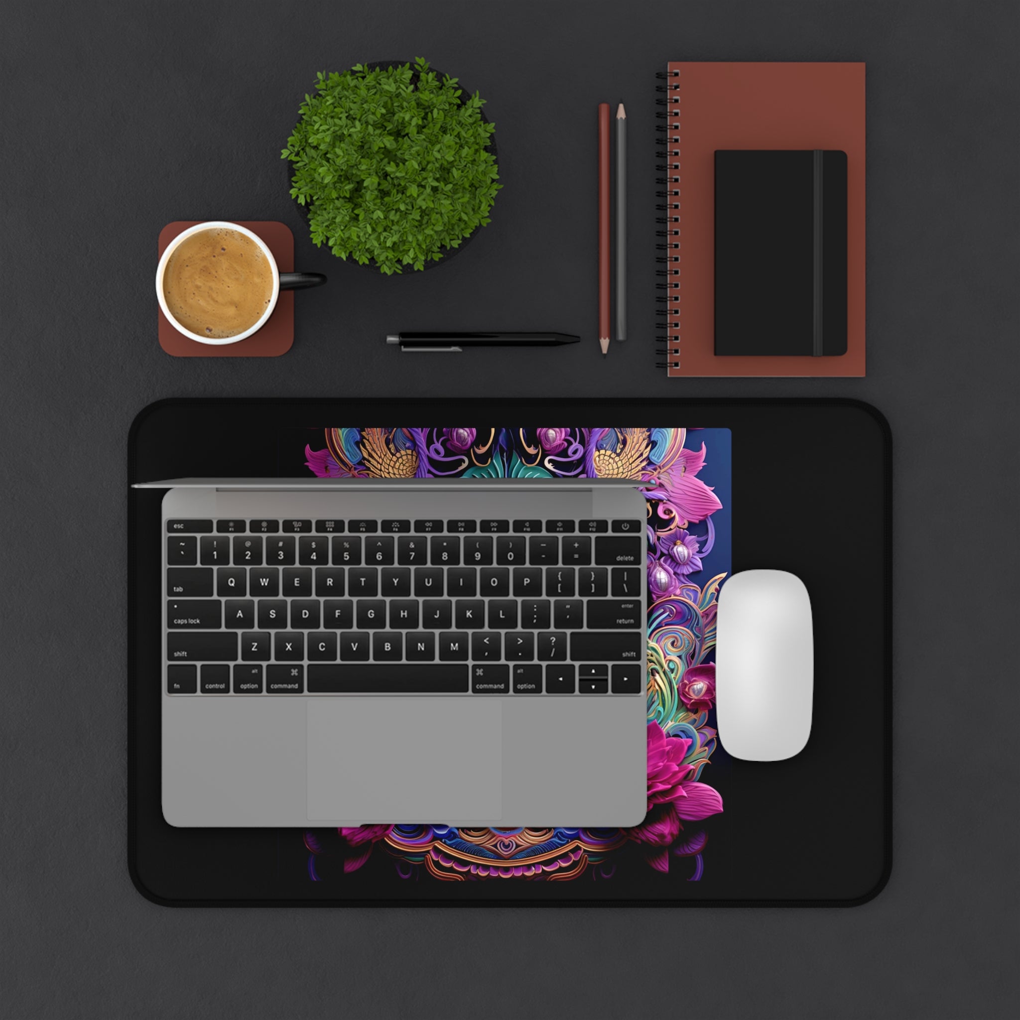 Tibetan Buddha Boho Design Desk Mat — Celestial Extra Large Mouse Pad-Desk Mat