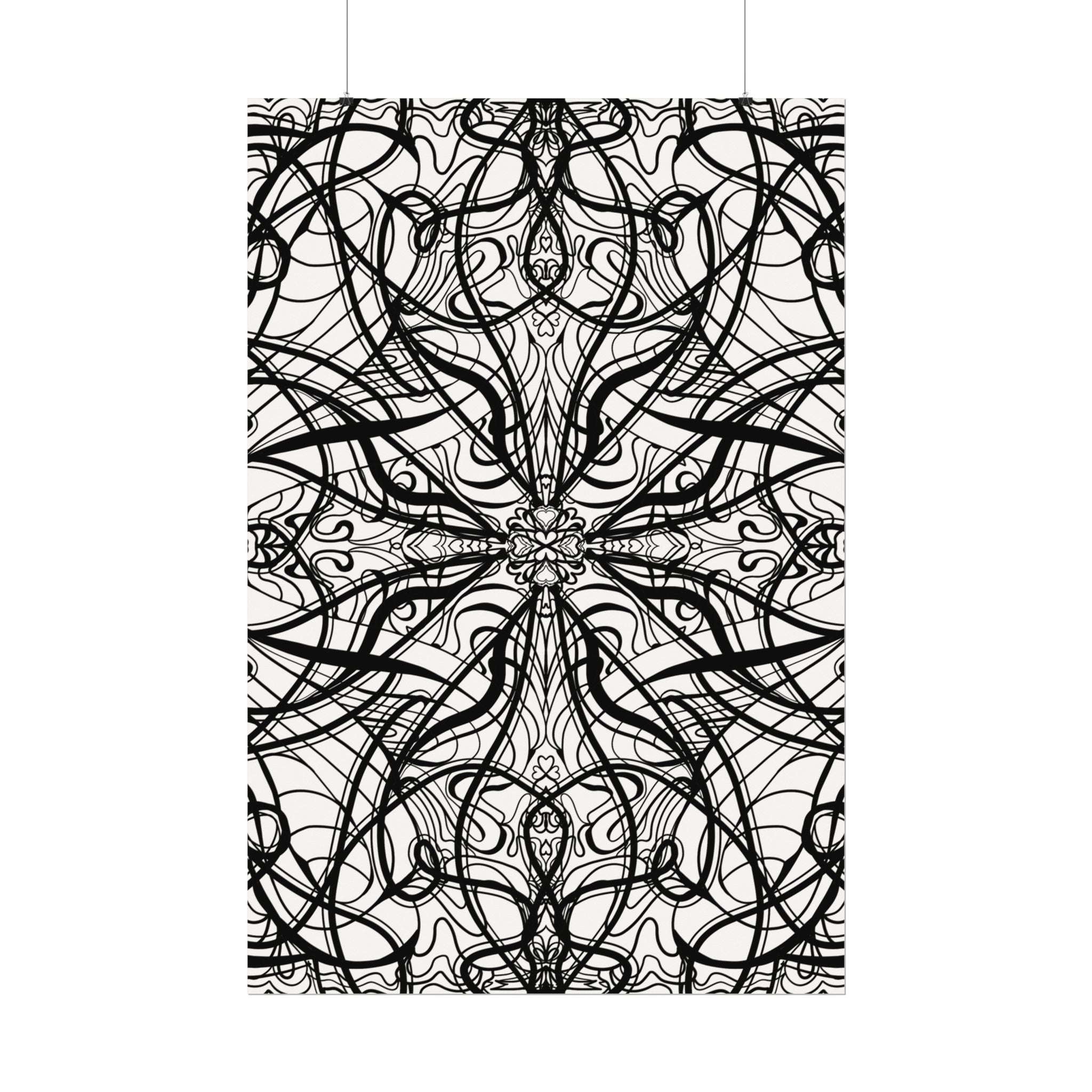 Large Wall Art to Coloring Posters - Large Symmetrical Illustration #119 - Art to Color – Premium Watercolor Coloring Poster (285gsm Cold Press Paper) 16x24, 24x36 & Huge 36"x54" inches