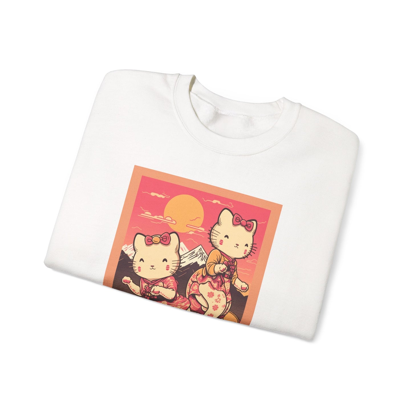 Cute Kittens Skateboarding Design Sizes Small-5X Unisex Heavy Blend™ Crewneck Sweatshirt Great Gifts for Cat Lovers, Women, Teens