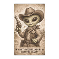 Retro Western Funny Area 51 Alien Sheriff Farmhouse Tea Towel — Design by Leah Quinn©