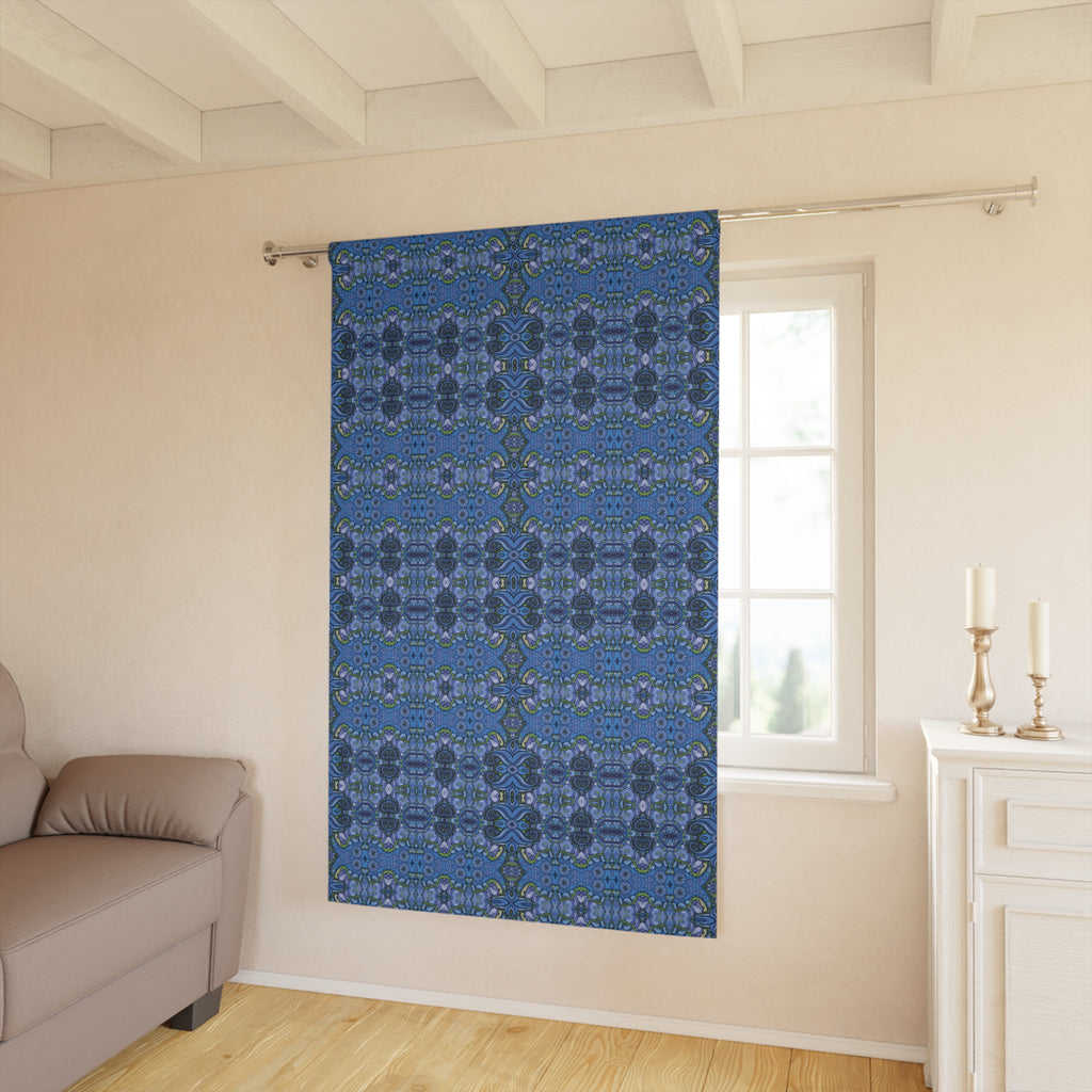 Boho Paisley Blackout Curtain — Deep Sky Blue (50×84", Single Panel)