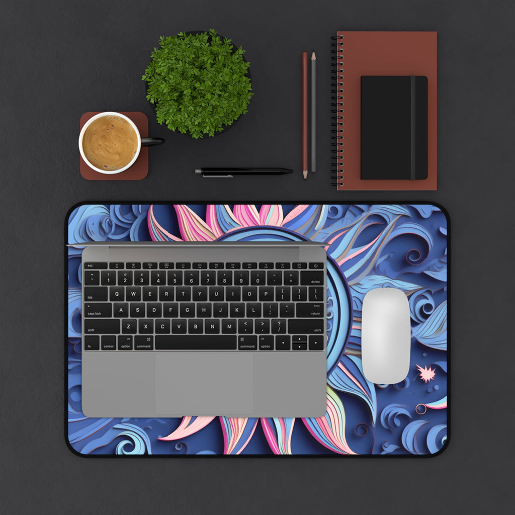 Boho Sun & Moon Sky Blues and Pink Desk Mat — Celestial Extra Large Mouse Pad-Desk Mat