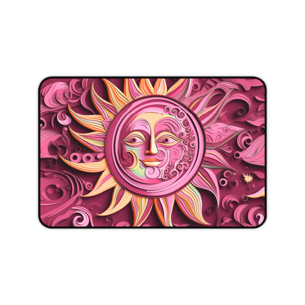 Boho Sun & Moon Pink Desk Mat — Celestial Extra Large Mouse Pad-Desk Mat
