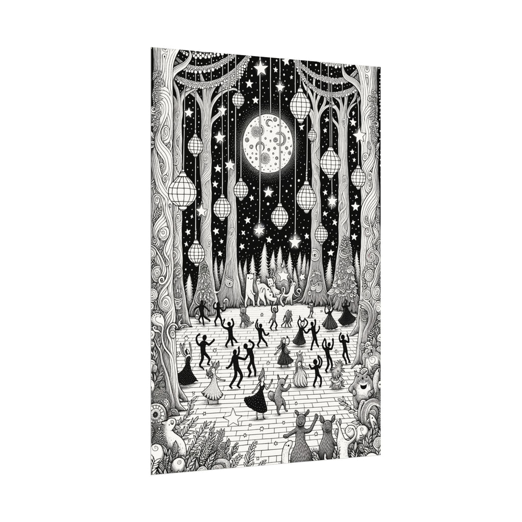 Moonlit Forest Dance – Premium Watercolor Coloring Poster (285gsm Cold Press Paper) 16x24, 24x36 & Huge 36"x54" inches