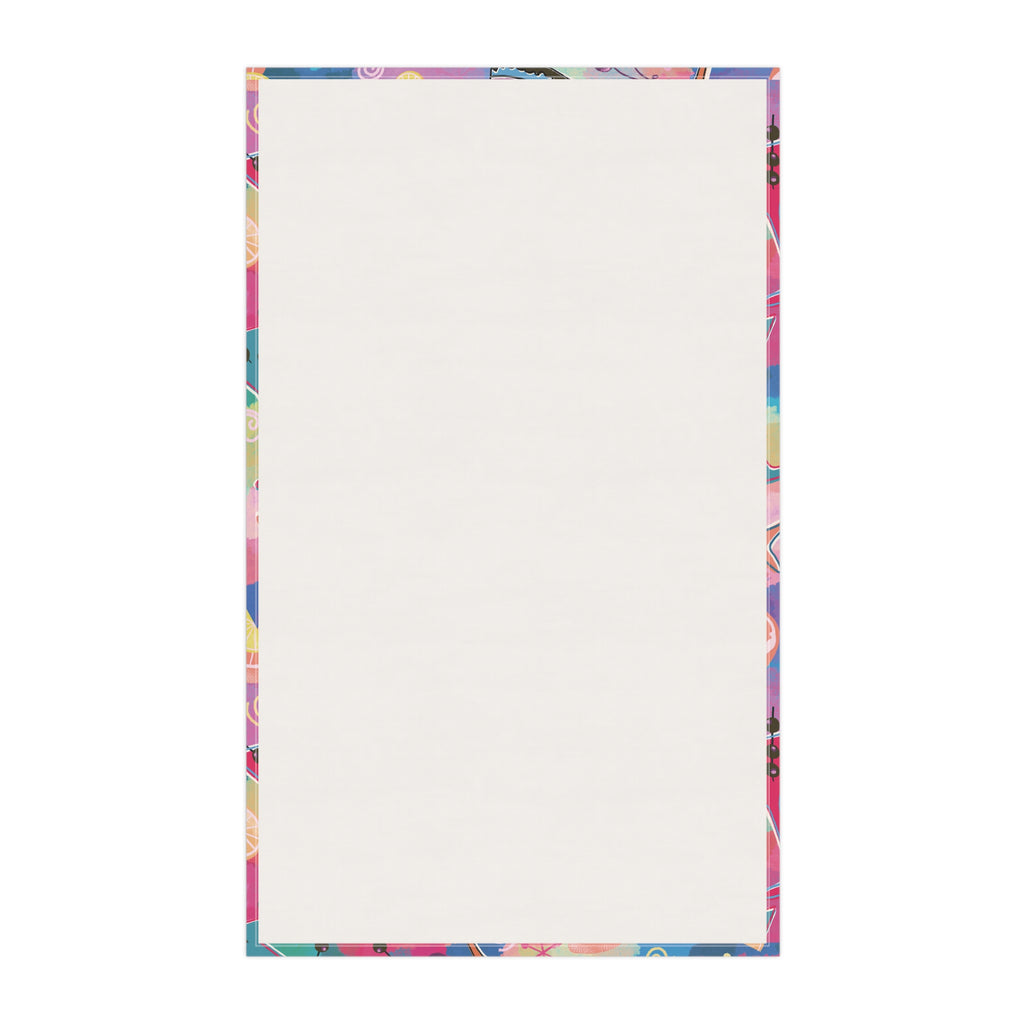Kitschy Tiki Bar Tea Towel — Mid-Century in Multi Colors and Pinks Kitchen Dish Towel