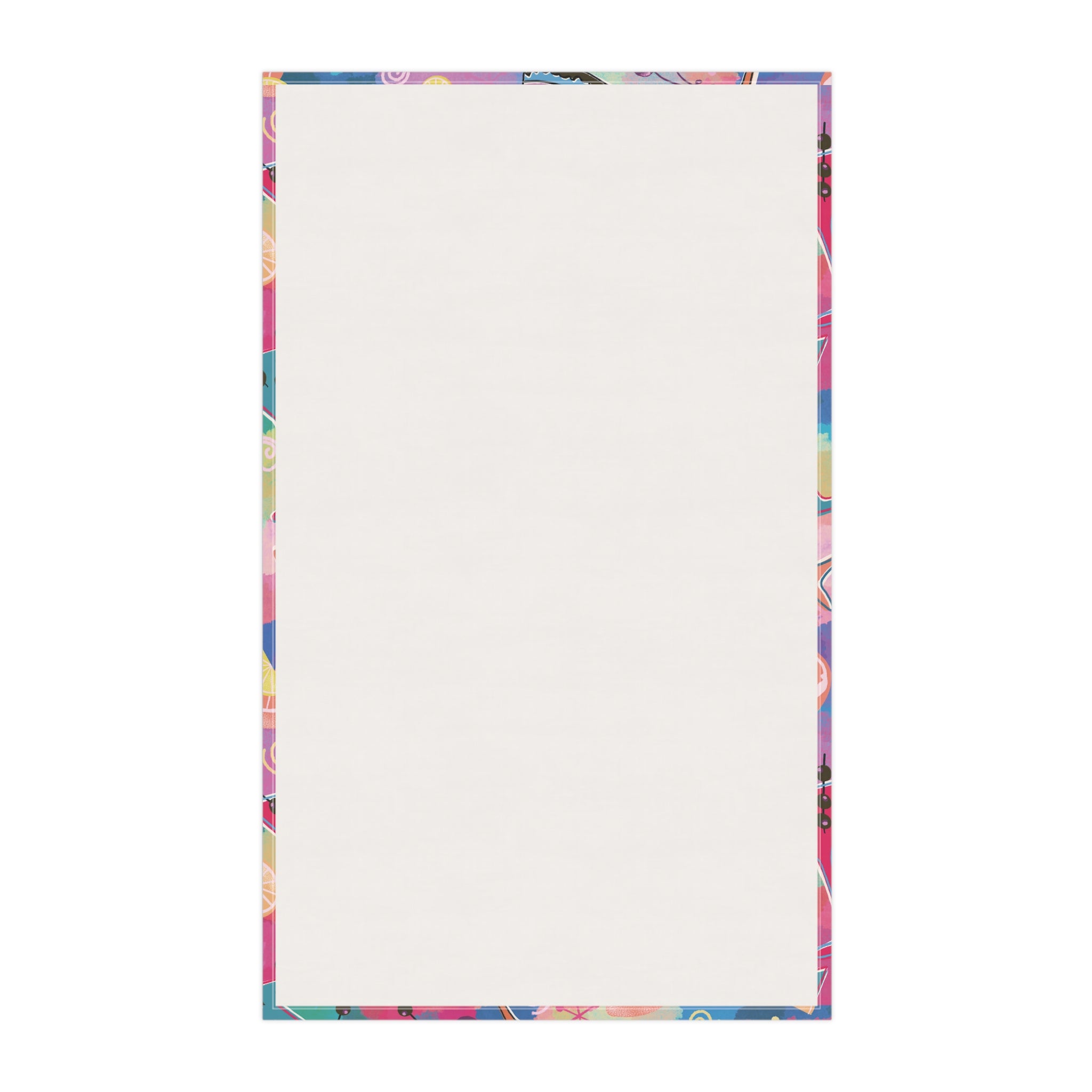 Kitschy Tiki Bar Tea Towel — Mid-Century in Multi Colors and Pinks Kitchen Dish Towel