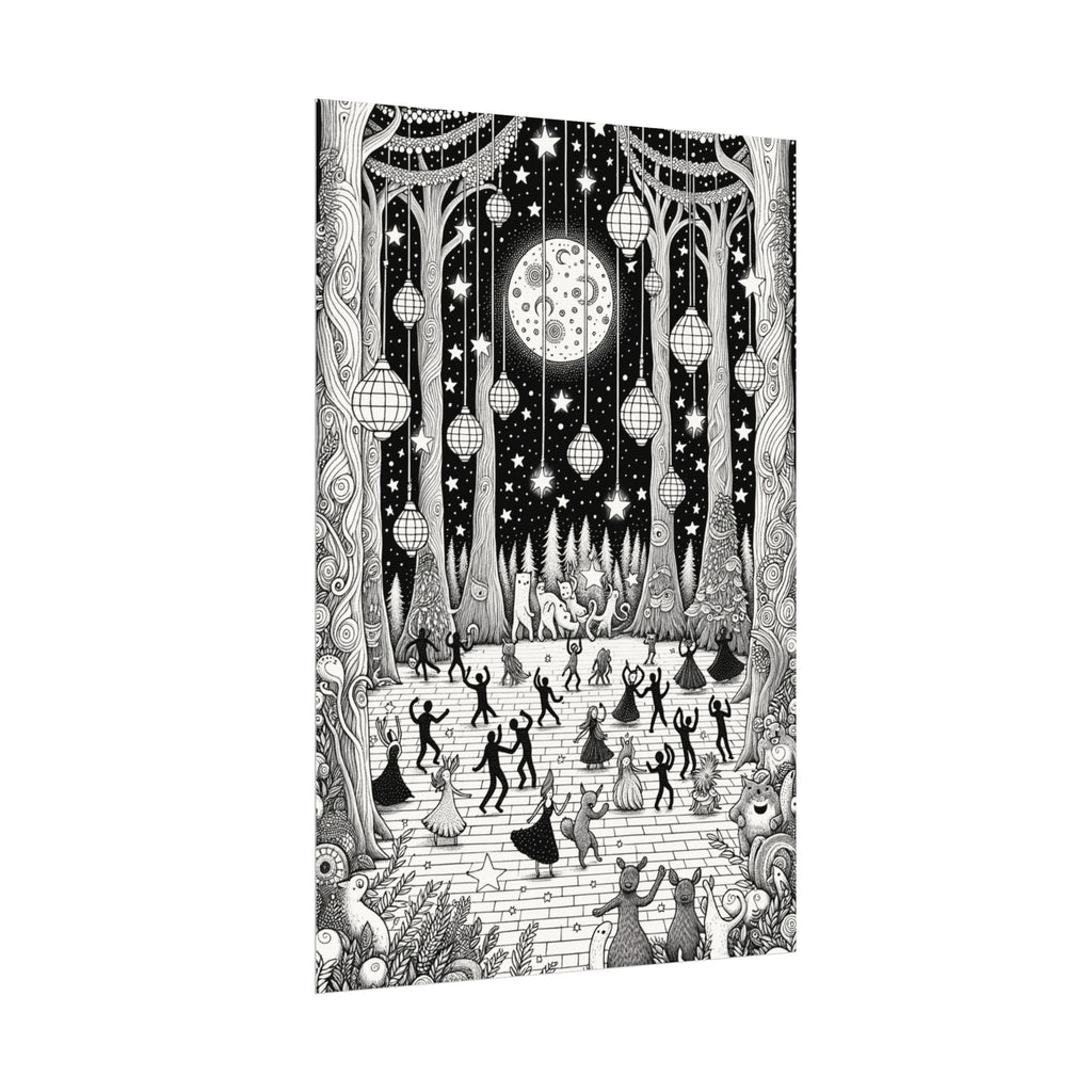 Moonlit Forest Dance – Premium Watercolor Coloring Poster (285gsm Cold Press Paper) 16x24, 24x36 & Huge 36"x54" inches