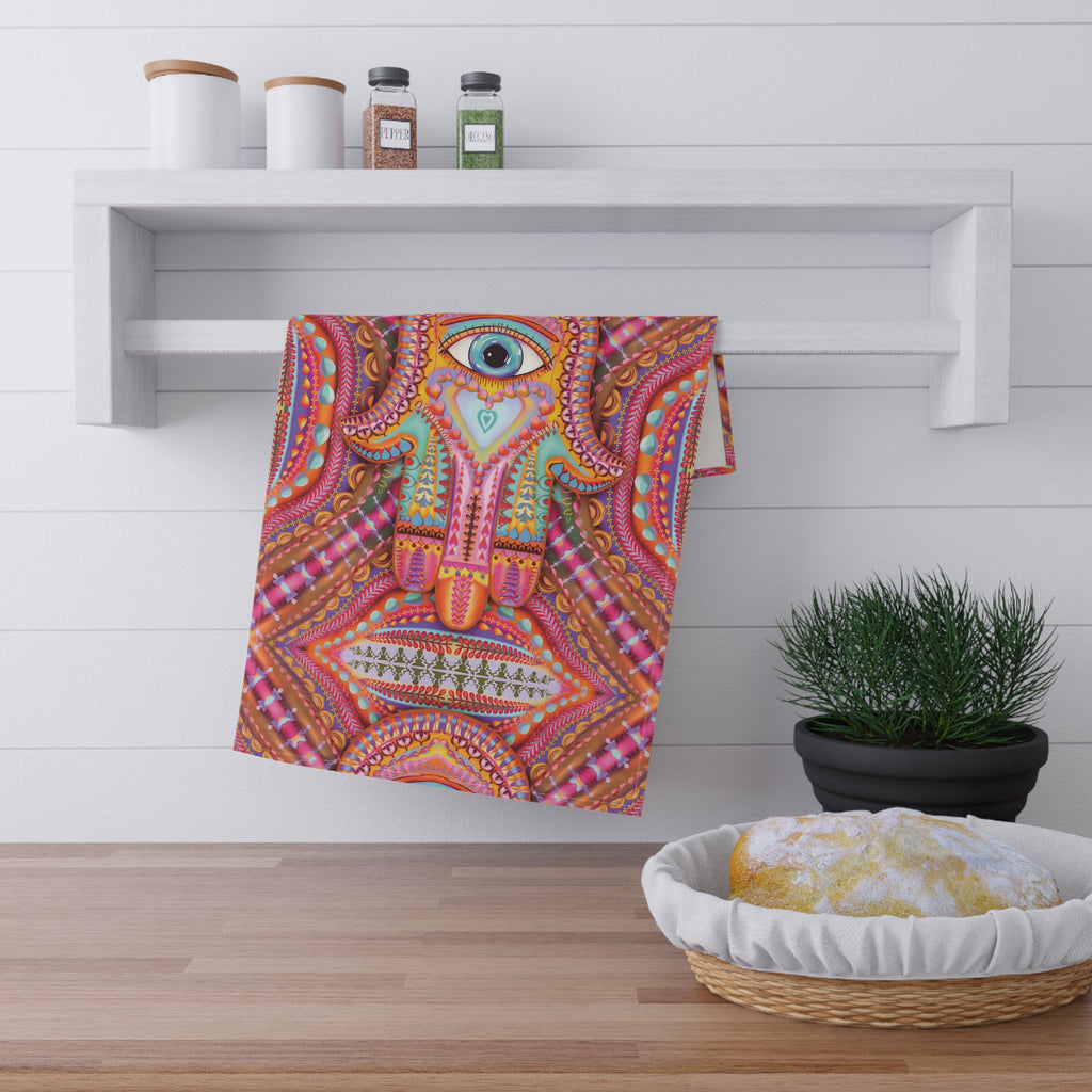 Copy of Hamsa Design number 1 Tarot Kitchen Tea Towel — Helps protect while you dry your dishes ;)  Design by Leah Quinn