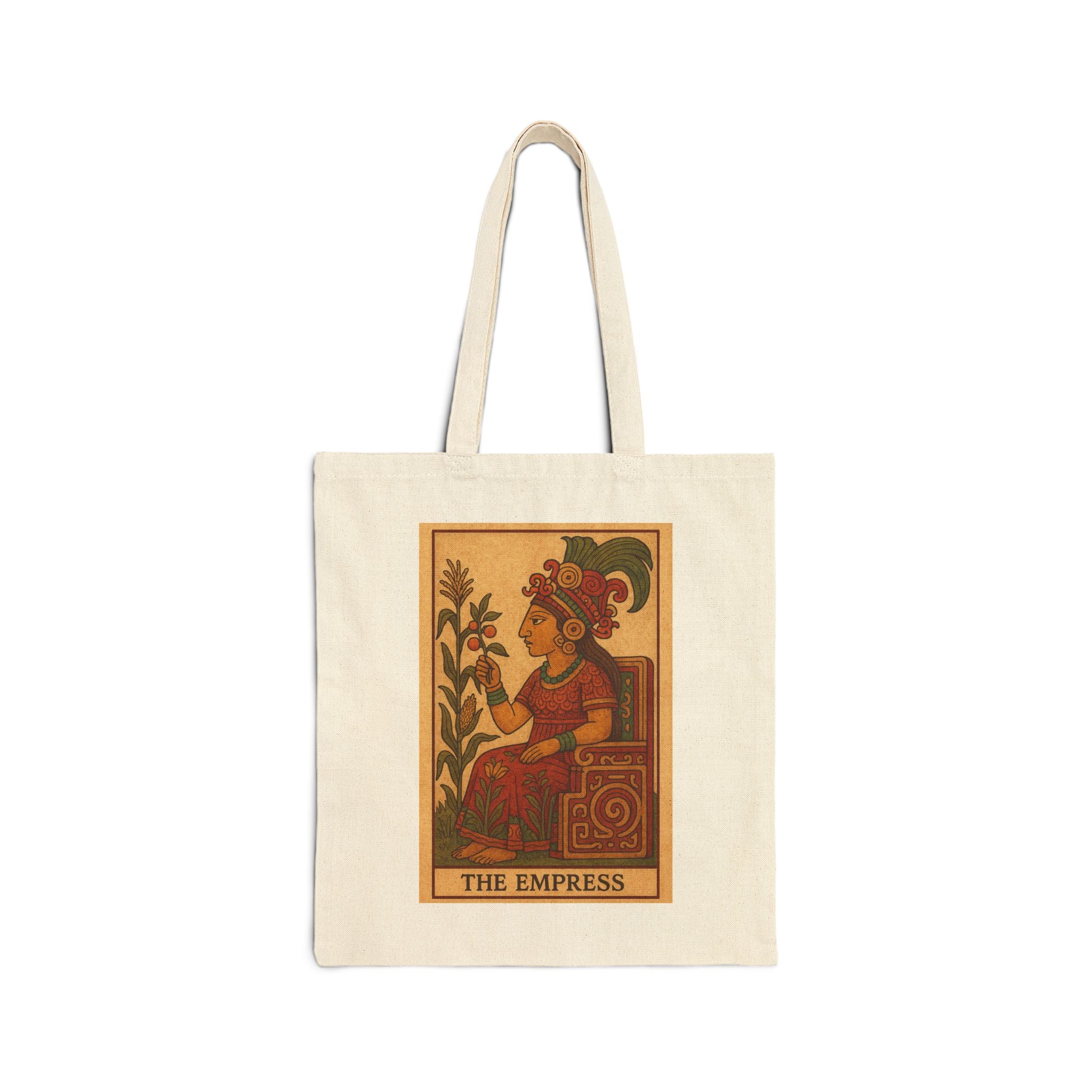 The Empress Mayan Tarot Card Canvas Tote Bag — Cotton Shopping Tote