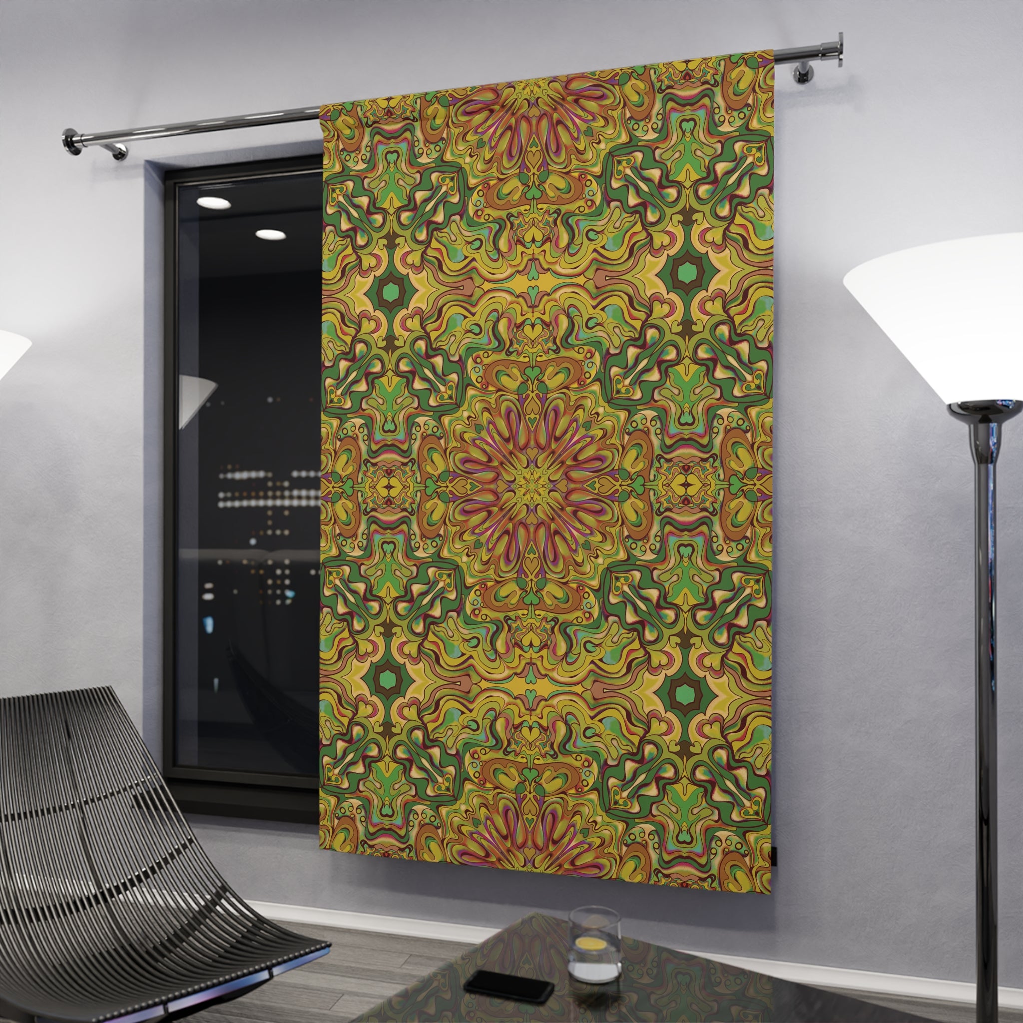 Mod Boho Dreams Blackout Curtain — in Moss (50×84", Single Panel)