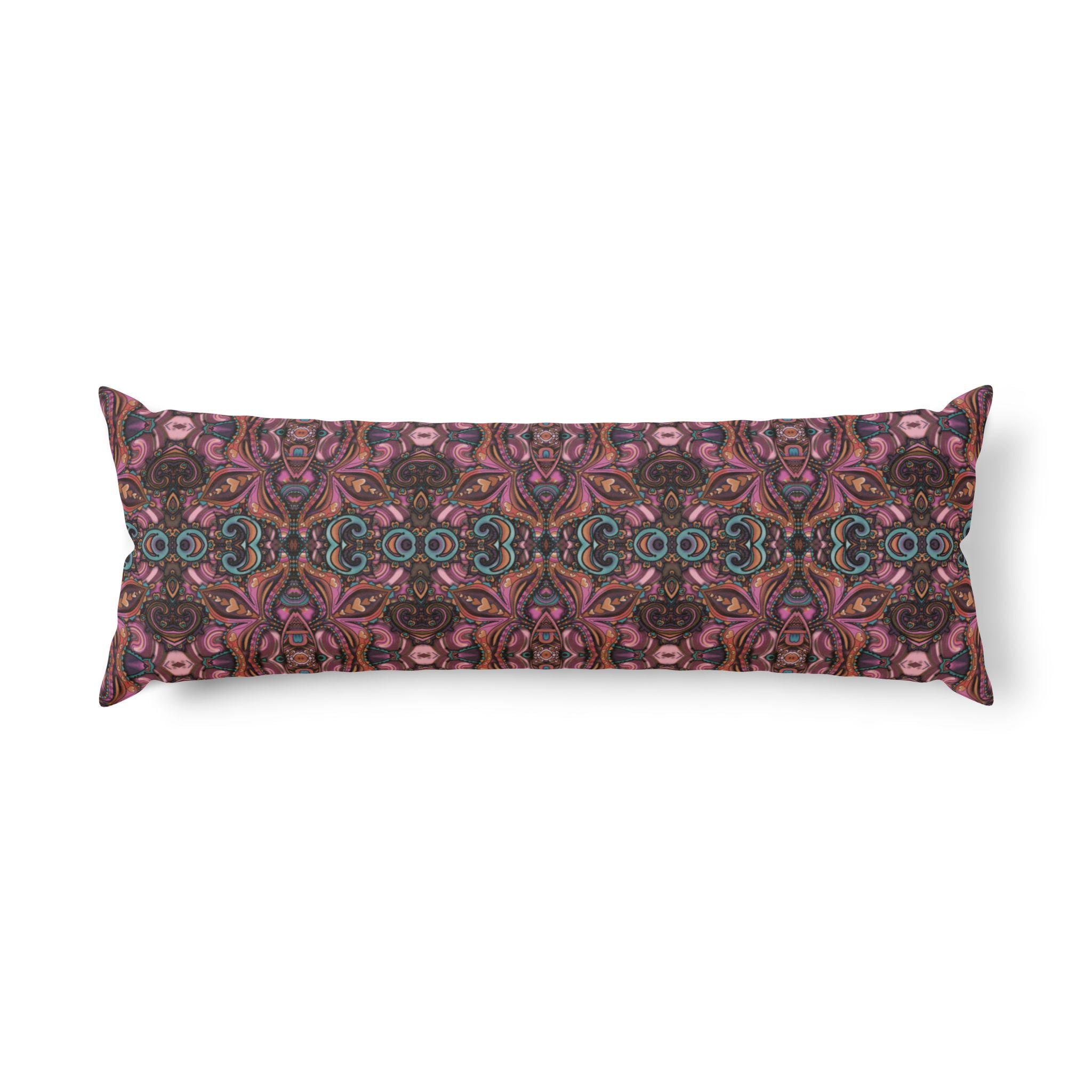 Bohemian Floral 'Sabrina' Body Pillow — Pink & Teal Kaleidoscope Support Cushion