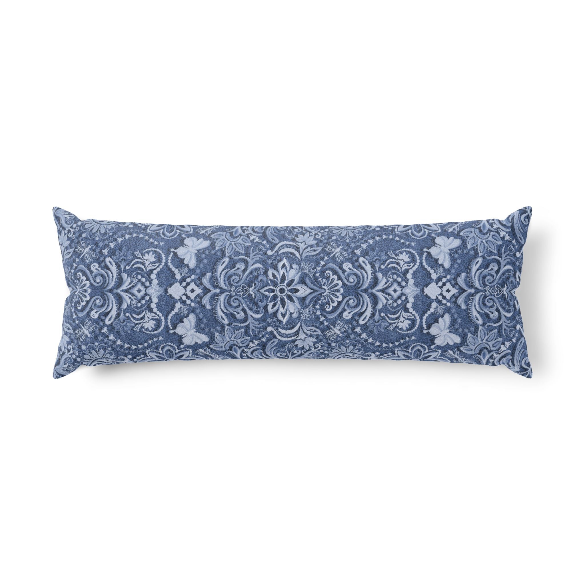 Vintage Brocade in Blue Farmhouse Body Pillow — Support Cushion