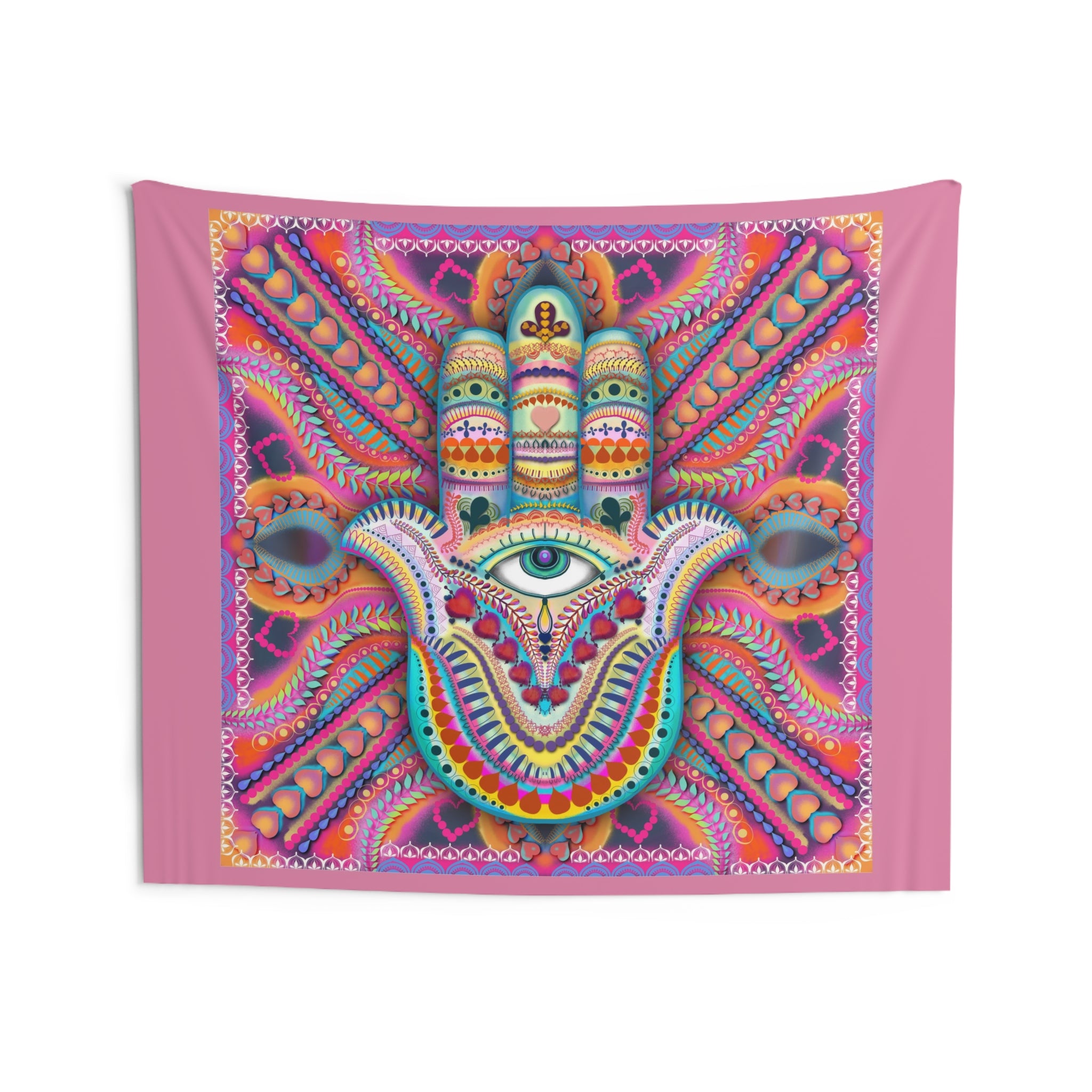 Hamsa Wall Tapestry — Double‑Sided Protective & Abundance Hamsa Art by Leah Quinn