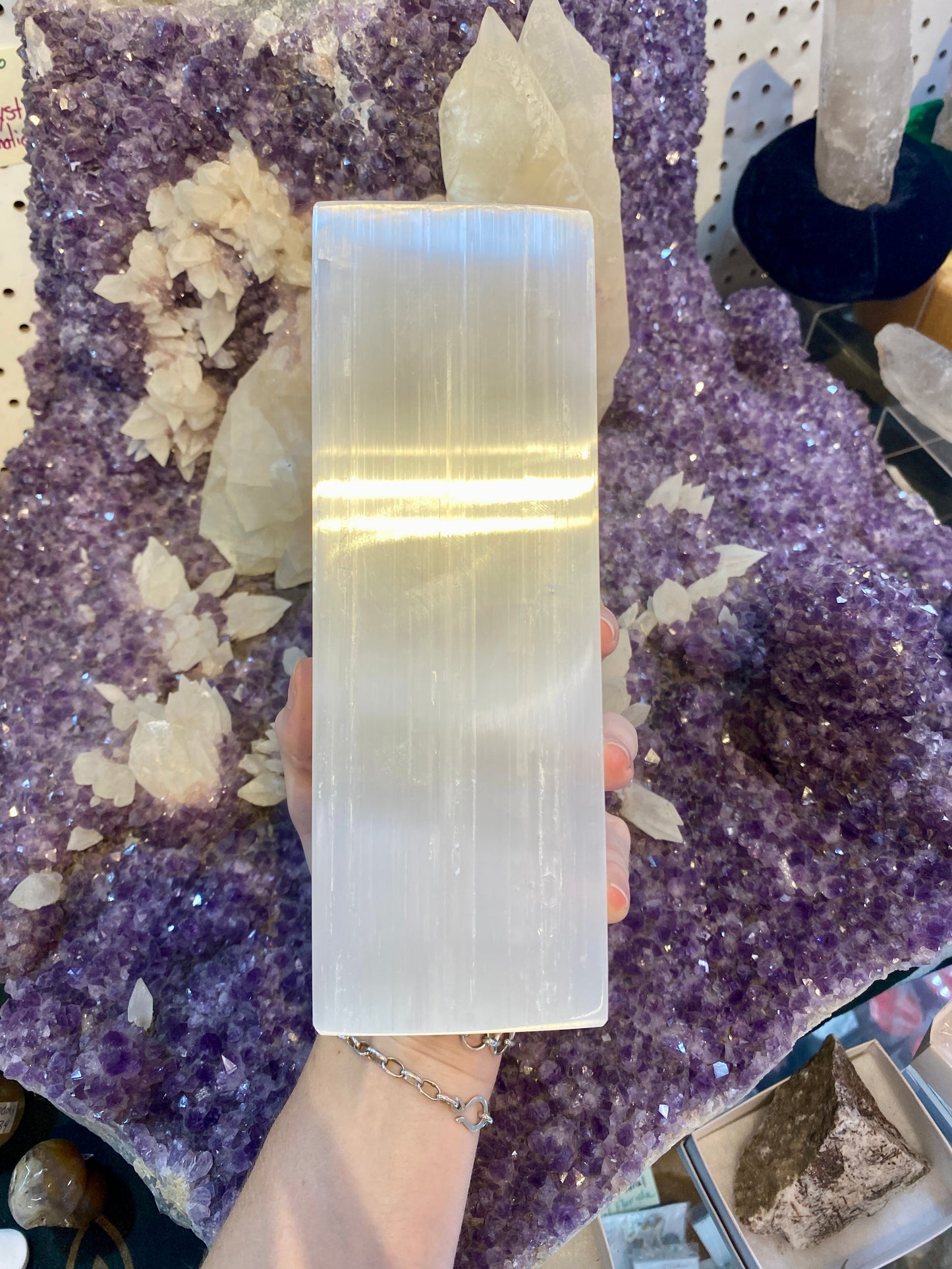 Selenite Lamp 8” Rectangle | Satin Spar Cleansing Crystal