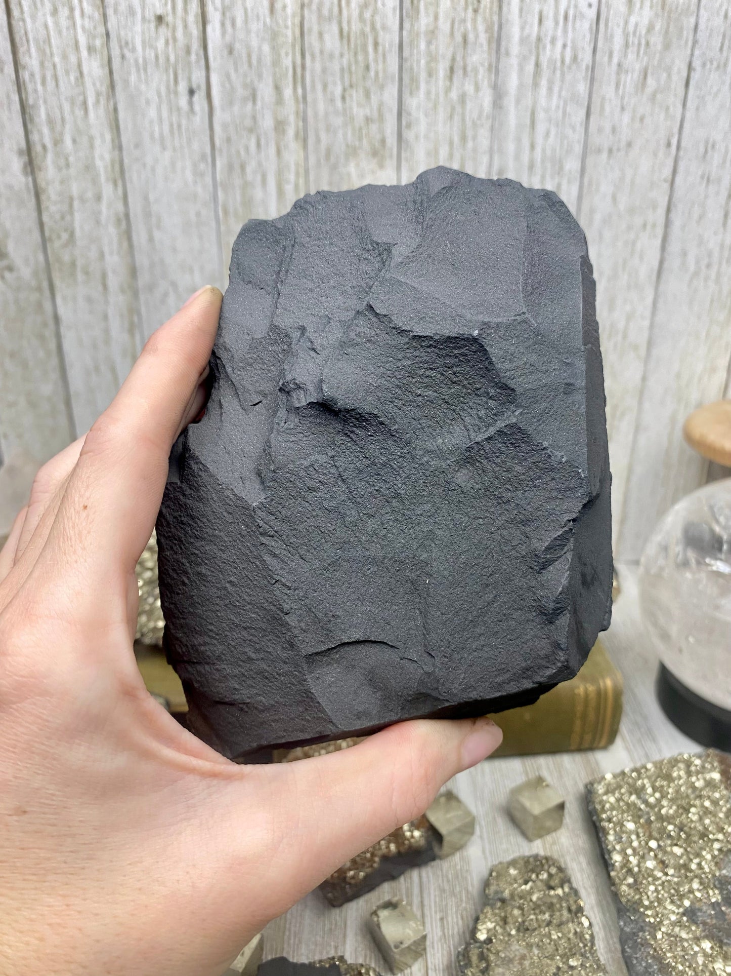 Pyrite on Shungite Raw Layered Plate | Brazil