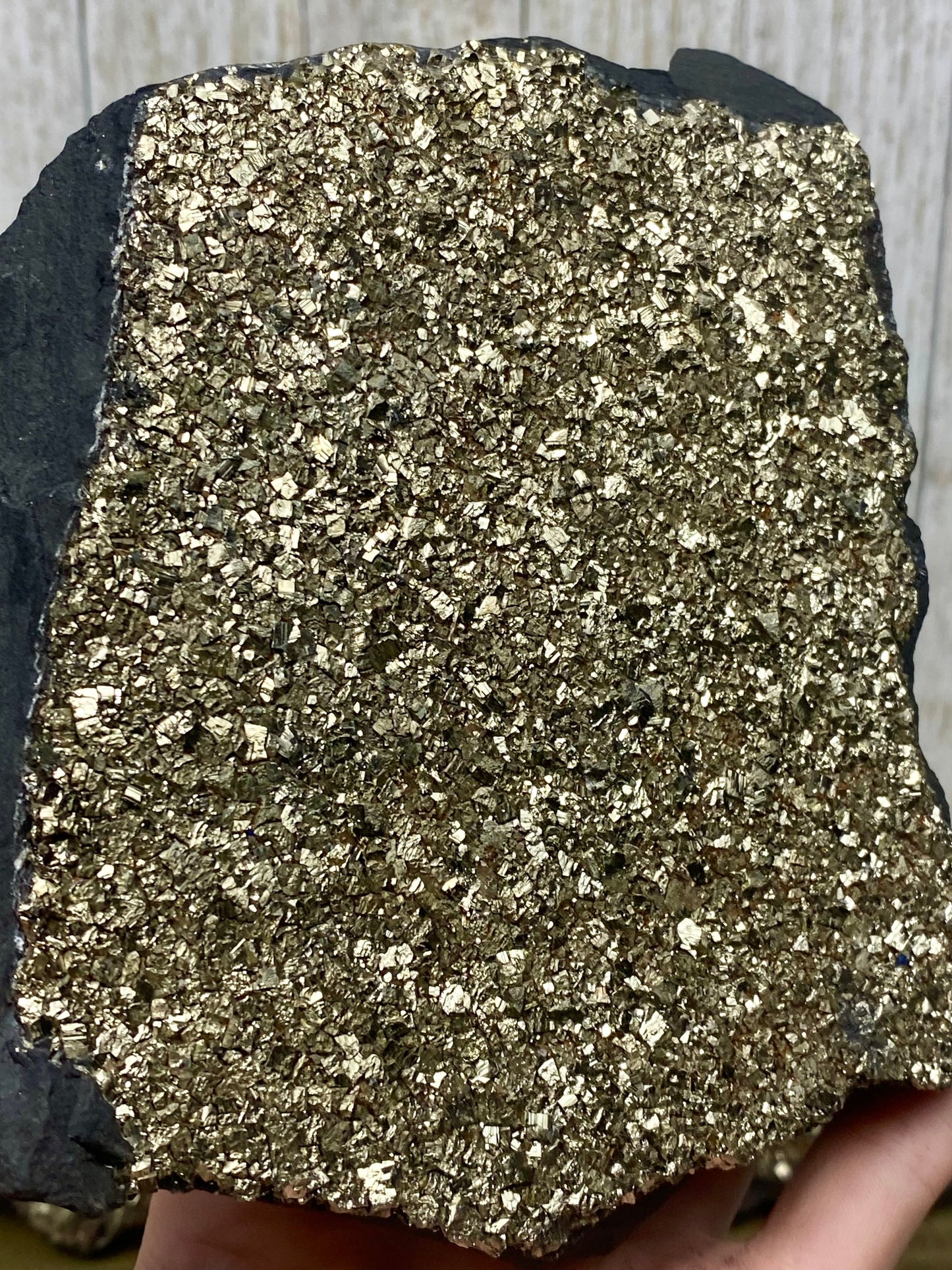 Pyrite on Shungite Raw Layered Plate | Brazil
