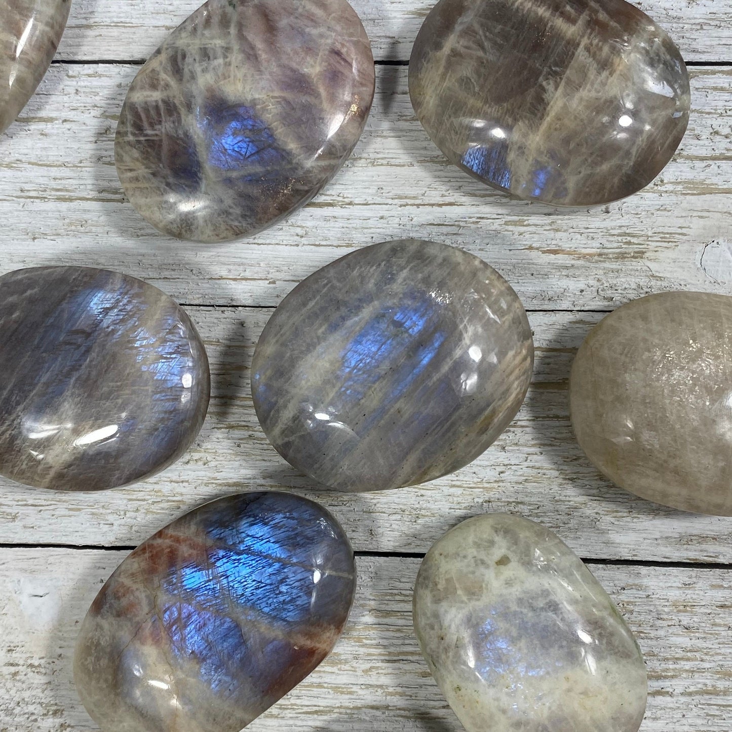 Moonstone with Sunstone Flashy Palm Stone