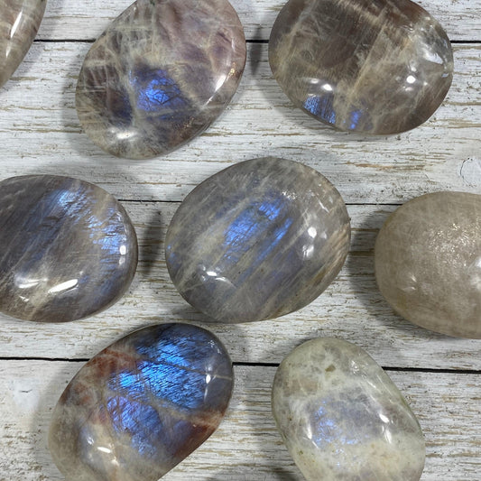 Moonstone with Sunstone Flashy Palm Stone