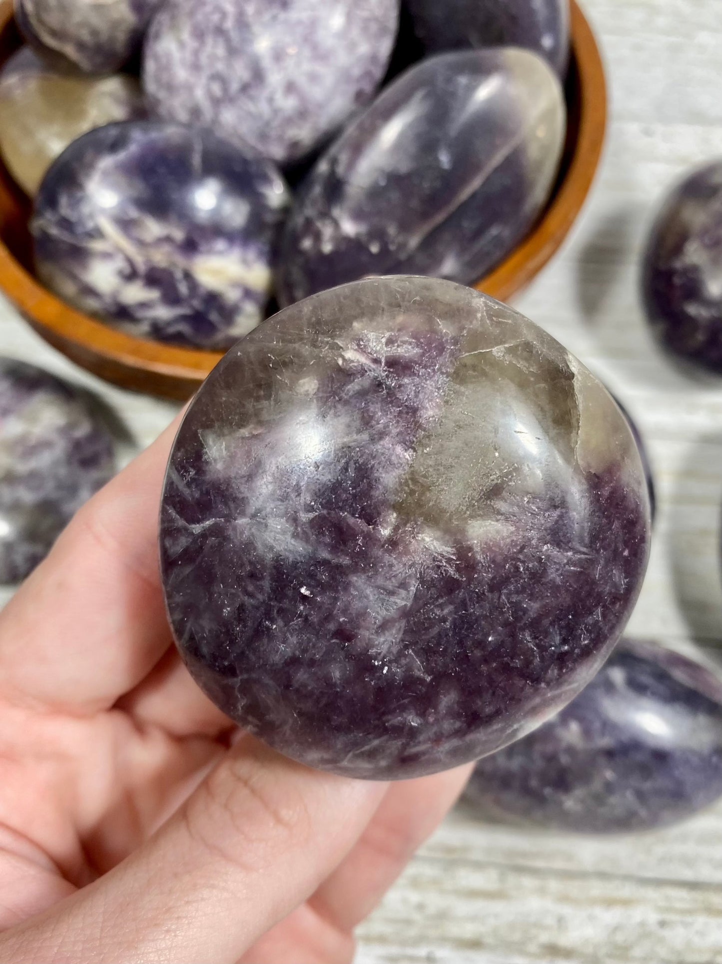 Lepidolite with Citrine Palm Stone