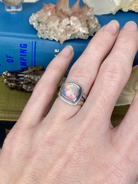 Welo Opal in Sterling Silver Ring | Silent Wolf Jewelry