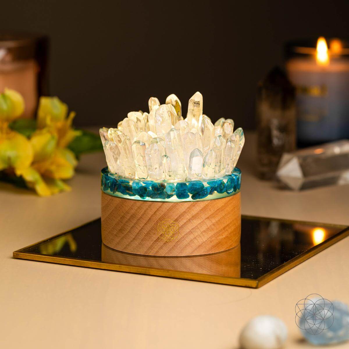 Find My Voice - Quartz & Apatite Lamp of Blooming Confidence