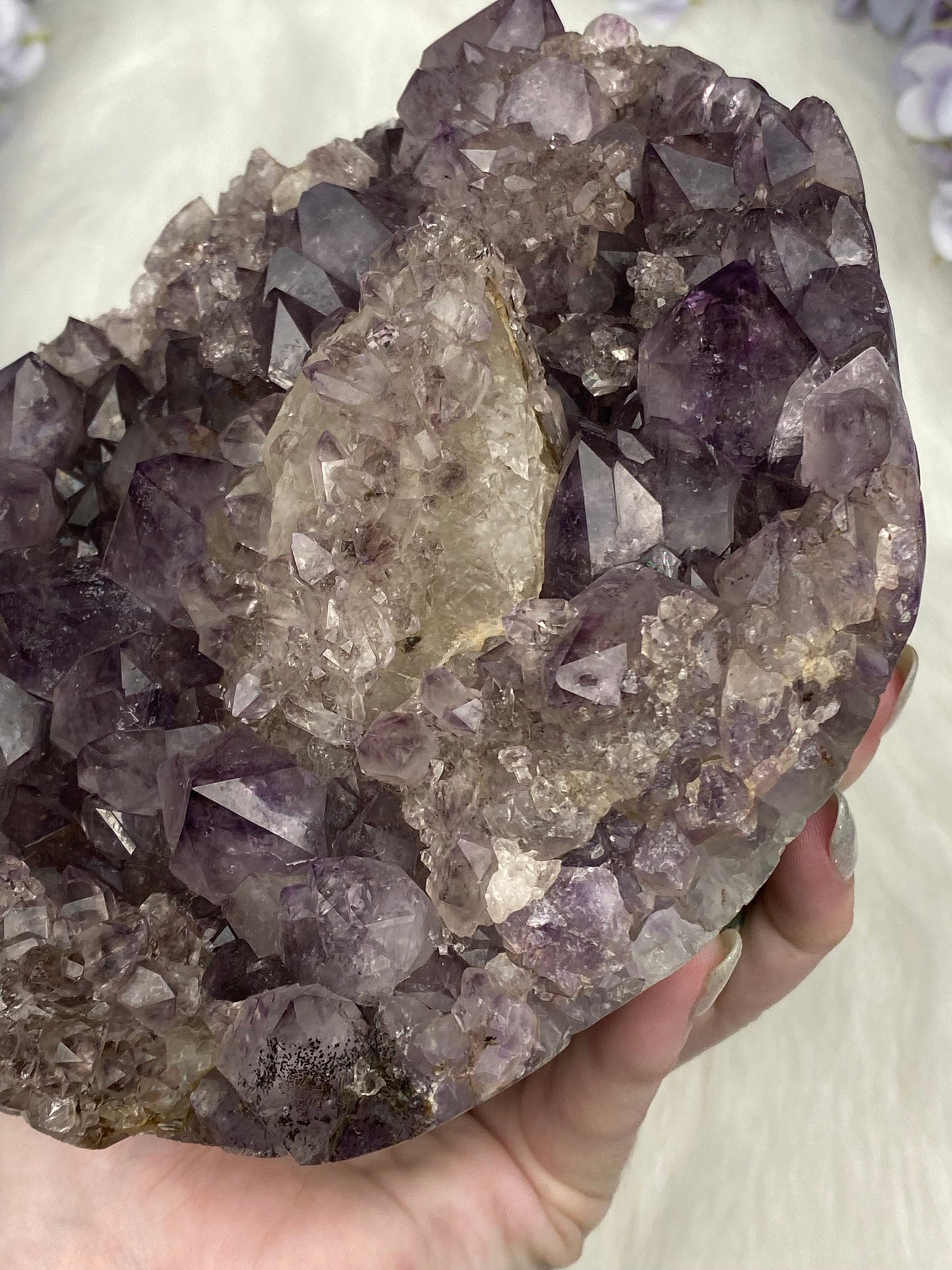 Amethyst with Calcite and Goethite | Brazil