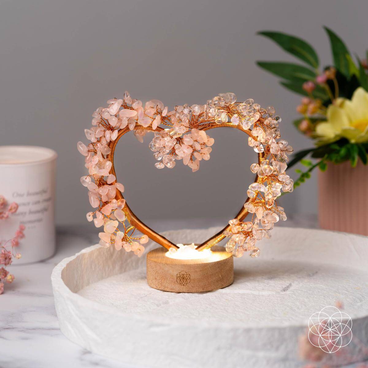 Mend My Broken Heart - Rose & Clear Quartz Tree Lamp