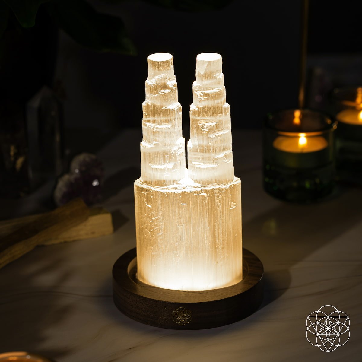 Two-Tower Selenite Lamp – Deep Energy Cleanse & Reset